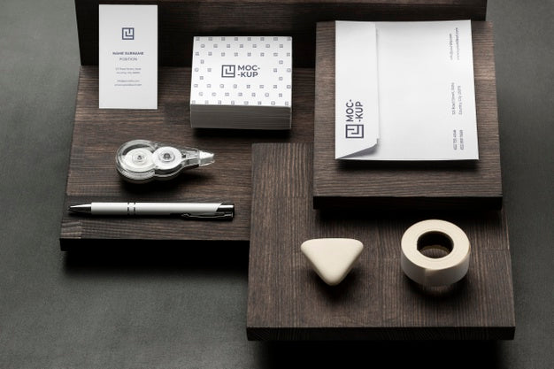Arrangement Of Mock-Up Stationery On Wood Psd