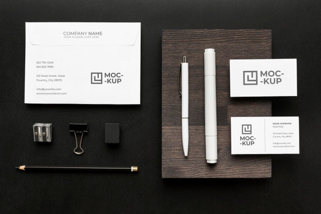 Arrangement Of Mock-Up Stationery On Wood Psd
