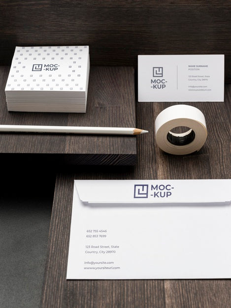 Arrangement Of Mock-Up Stationery On Wood Psd
