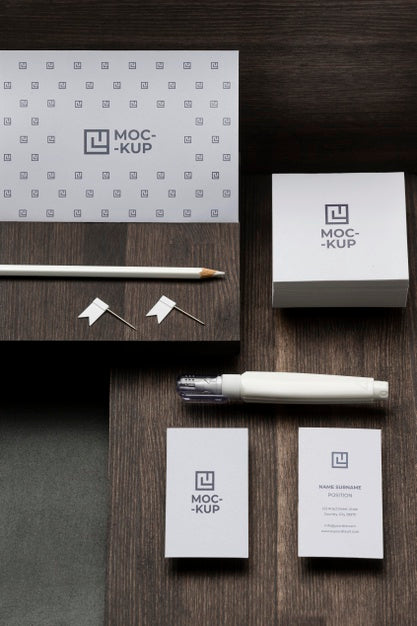 Arrangement Of Mock-Up Stationery On Wood Psd