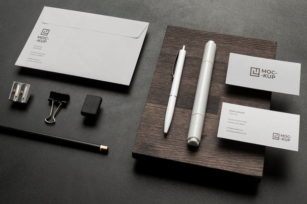 Arrangement Of Mock-Up Stationery On Wood Psd