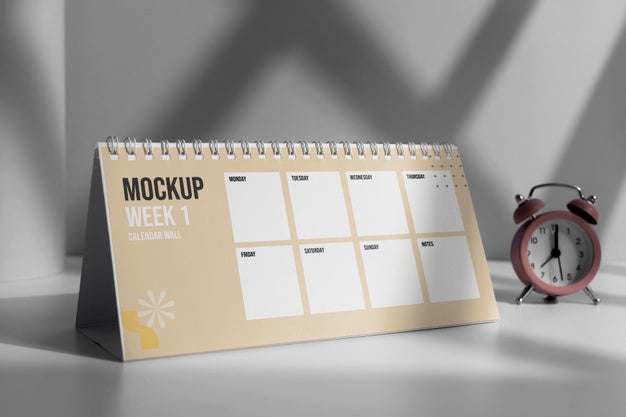 Arrangement Of Mock-Up Table Calendar Indoors Psd