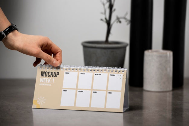 Arrangement Of Mock-Up Table Calendar Indoors Psd