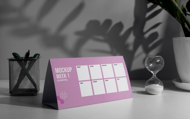 Arrangement Of Mock-Up Table Calendar Indoors Psd