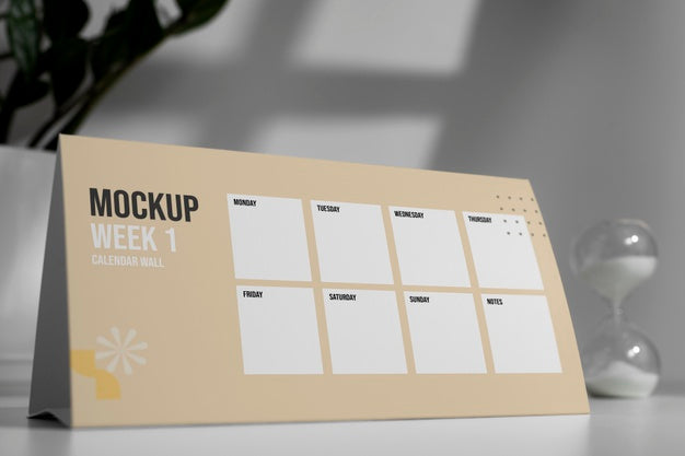 Arrangement Of Mock-Up Table Calendar Indoors Psd