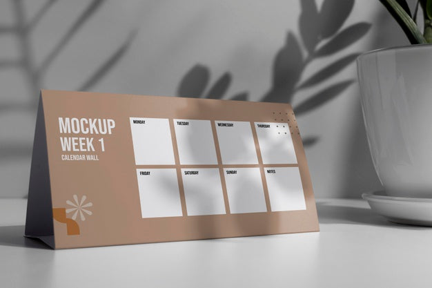 Arrangement Of Mock-Up Table Calendar Indoors Psd