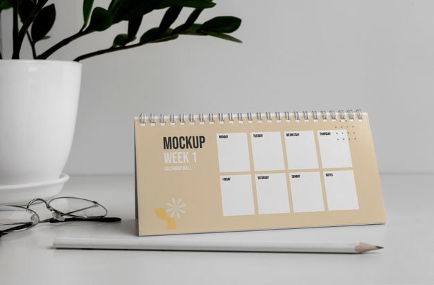 Arrangement Of Mock-Up Table Calendar Indoors Psd
