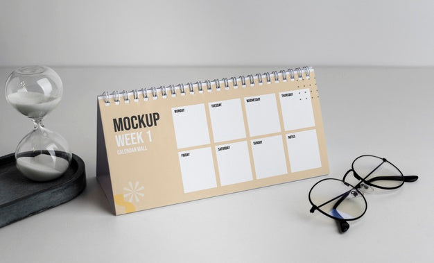 Arrangement Of Mock-Up Table Calendar Indoors Psd