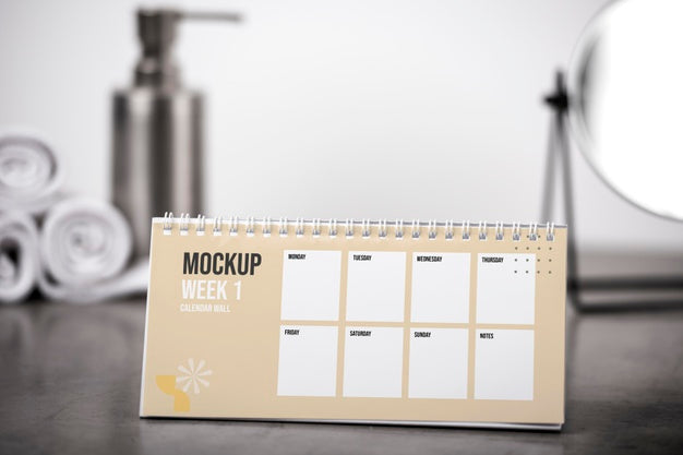 Arrangement Of Mock-Up Table Calendar Indoors Psd