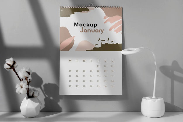 Arrangement Of Mock-Up Wall Calendar Indoors Psd