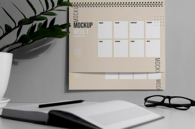 Arrangement Of Mock-Up Wall Calendar Indoors Psd