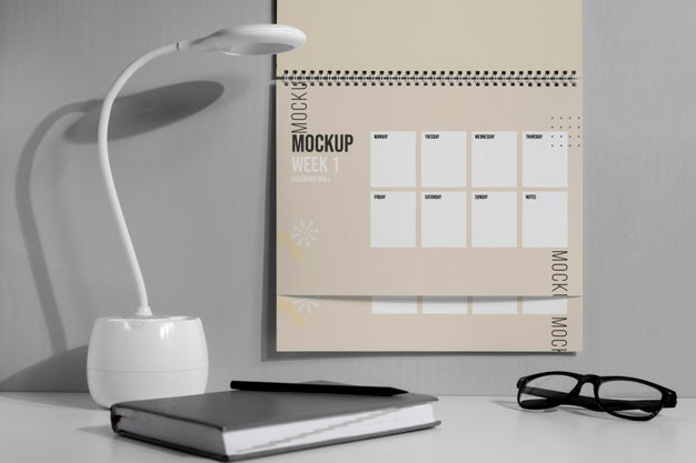 Arrangement Of Mock-Up Wall Calendar Indoors Psd