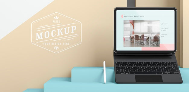 Arrangement Of Modern Tablet With Keyboard Attached And Copy Space Psd