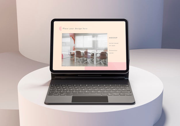 Arrangement Of Modern Tablet With Keyboard Attached Psd