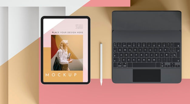 Arrangement Of Modern Tablet With Keyboard Psd