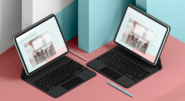 Arrangement Of Modern Tablets With Keyboard Psd