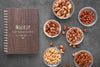 Arrangement Of Nuts With Notebook Mock-Up Psd