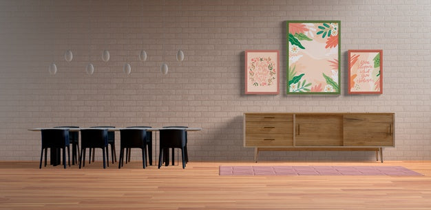 Arrangement Of Painting Frames With Empty Space Psd