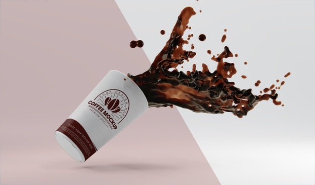 Arrangement Of Paper Coffee Cup With Coffee Splash Psd