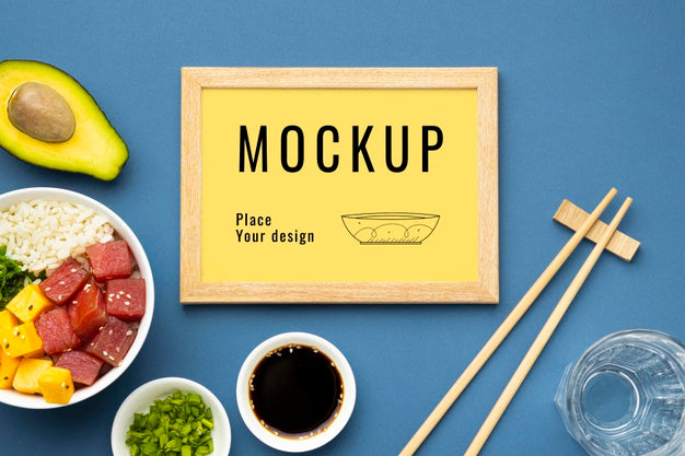 Arrangement Of Poke Bowls With Mock-Up Frame Psd