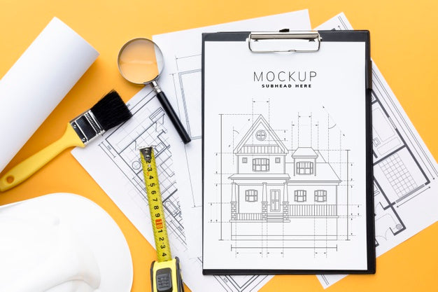 Arrangement Of Repairing Tools With Clipboard Mock-Up Psd