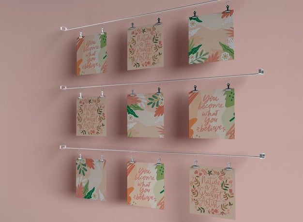 Arrangement Of Small Frames Hanging On The Wall Psd
