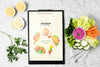 Arrangement Of Snacks With Clipboard Mock-Up Psd