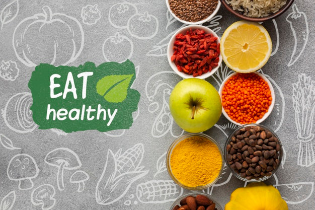 Arrangement Of Spices And Fruits For Organic Food Psd