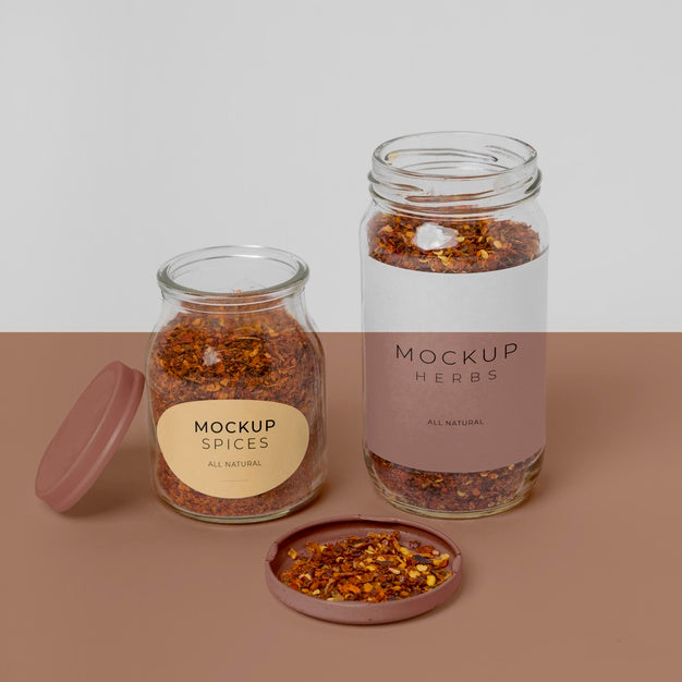 Arrangement Of Spices With Label Mock-Up Psd