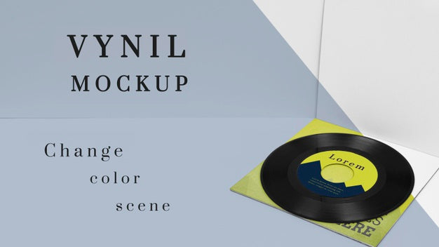 Arrangement Of Vinyl Records Mock-Up Psd