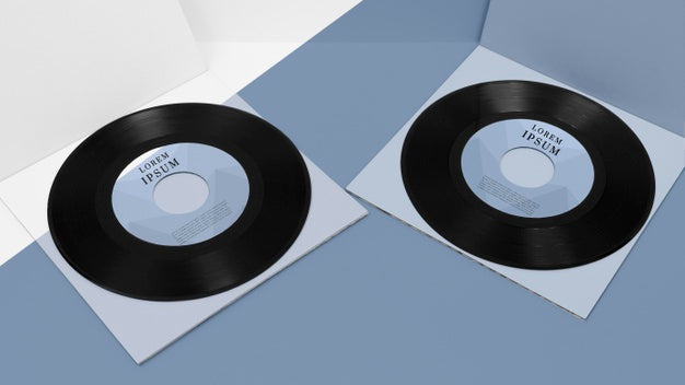 Arrangement Of Vinyl Records Mock-Up Psd