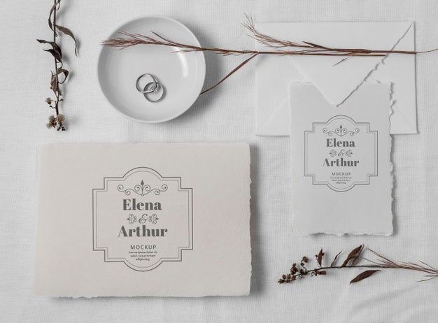 Arrangement Of Wedding Mock-Up Cards Psd