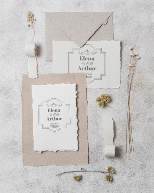 Arrangement Of Wedding Mock-Up Cards Psd