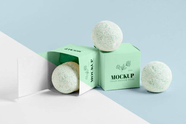 Arrangement With Bath Bombs And Boxes Psd