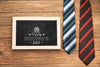 Arrangement With Blackboard And Ties Psd