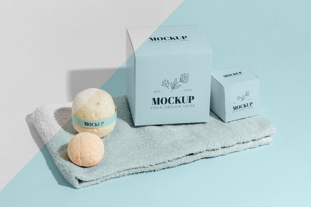 Arrangement With Blue Boxes Mock-Up Psd