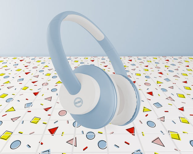 Arrangement With Blue Earphones Psd