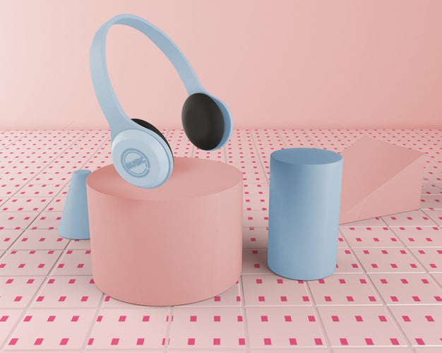 Arrangement With Blue Headphones Psd