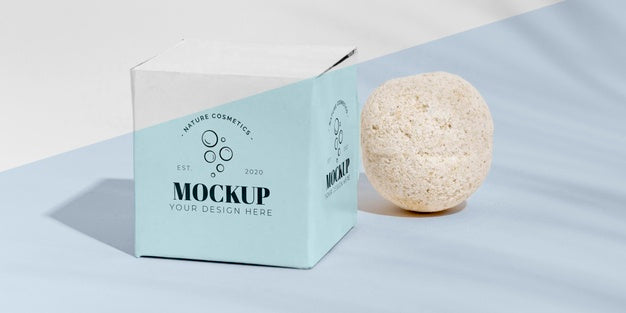 Arrangement With Box And Bath Bomb Psd