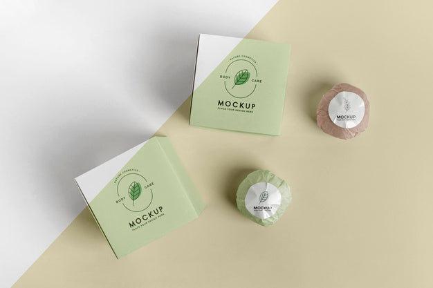 Arrangement With Boxes And Bath Bombs Top View Psd