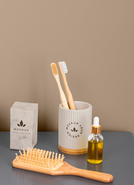 Arrangement With Brushes And Oil Psd