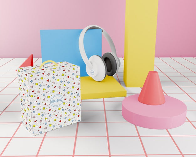 Arrangement With Colourful Headset Psd