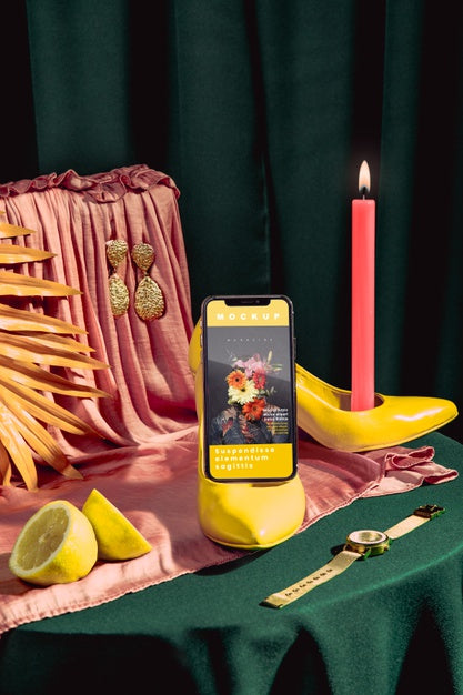 Arrangement With Cover Of Online Magazine Psd