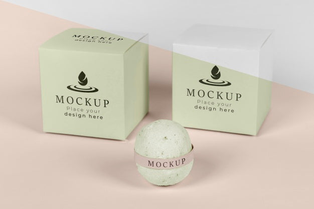 Arrangement With Green Bath Bomb And Boxes Psd