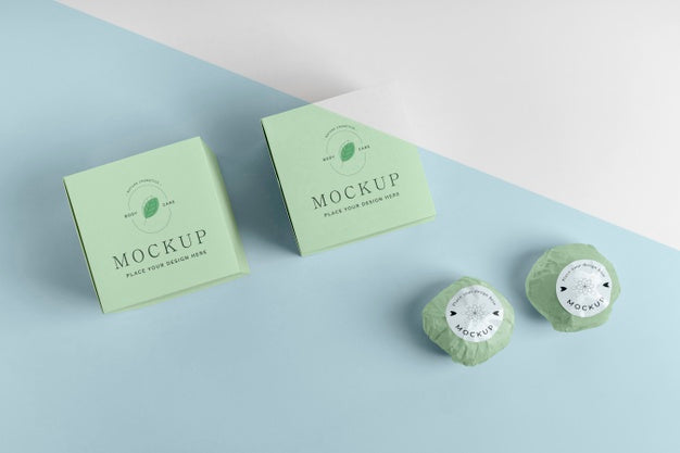 Arrangement With Green Bath Bombs Top View Psd