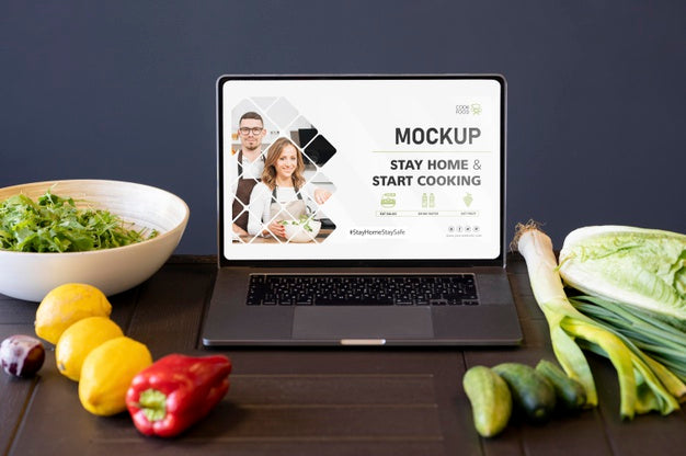 Arrangement With Laptop On Table Psd