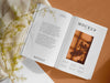 Arrangement With Magazine And Leaves Psd