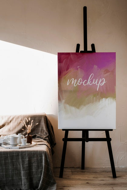 Arrangement With Mock-Up Canvas Indoors Psd