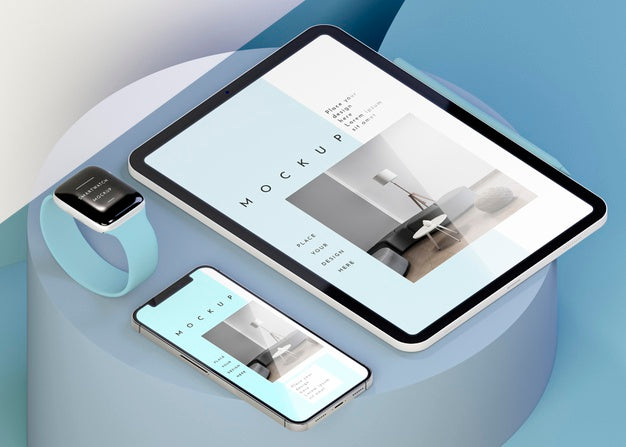 Arrangement With Modern Devices Mock-Up Psd