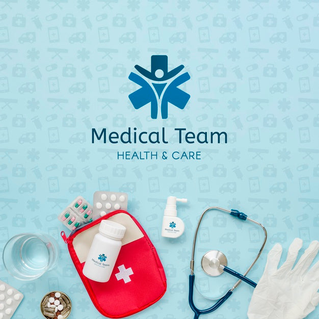 Arrangement With Pills And Gloves Psd